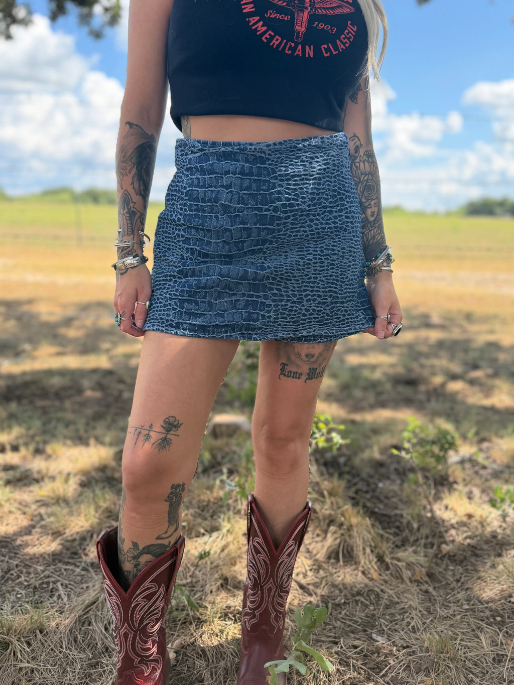 Crocodile Blues skort