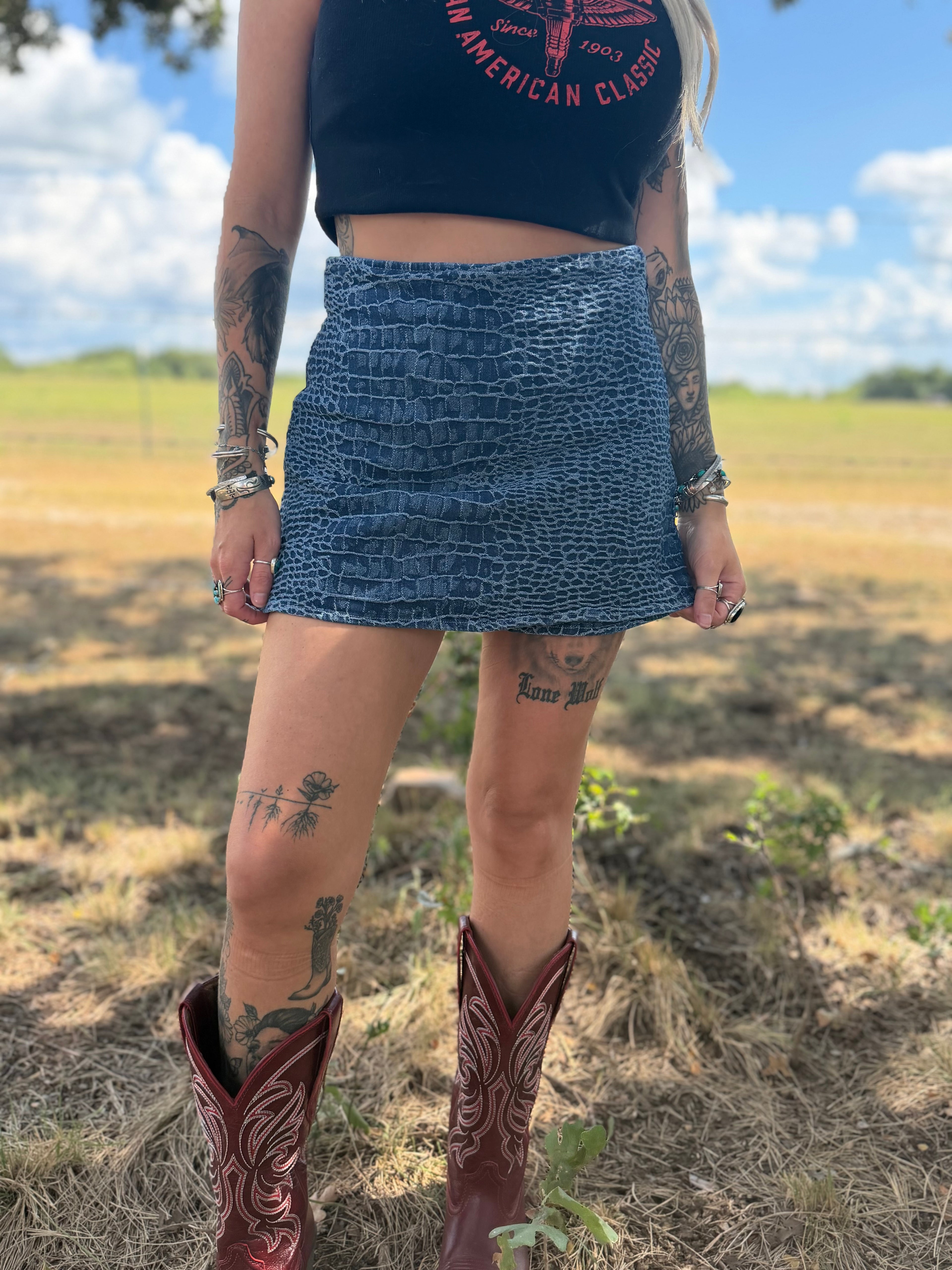 Crocodile Blues skort